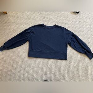 aerie Navy Knit Crew Sweatshirt